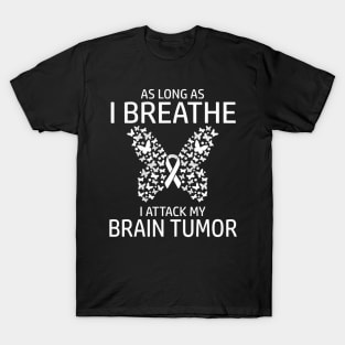 Glioblastoma Awareness Grey  I attack my Brain Tumor T-Shirt